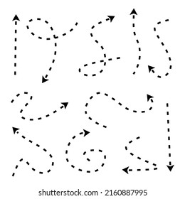 Set of vector hand drawn dotted arrows. arrow linear vector illustration