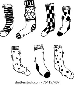 Set of vector hand drawn funny socks. EPS 10.