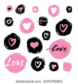 Set of vector hand drawn hearts. Valentines day design elements