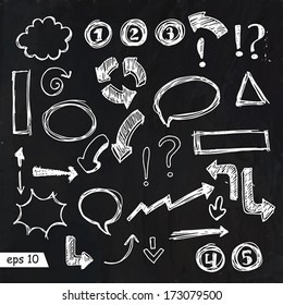 Set of vector hand drawn infographic design elements on chalkboard for your design