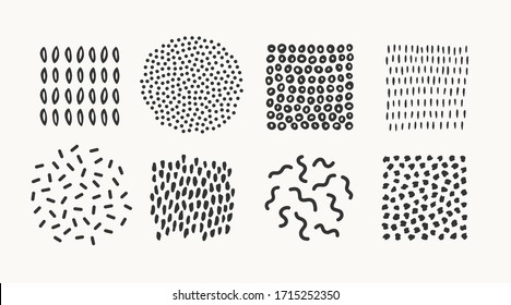 Set of vector hand drawn patterns and textures. Trendy graphic elements for your unique design.