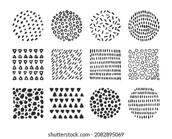 Set of vector hand drawn patterns and textures. Trendy graphic elements for your unique design.