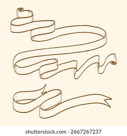 A set of vector hand drawn ribbons