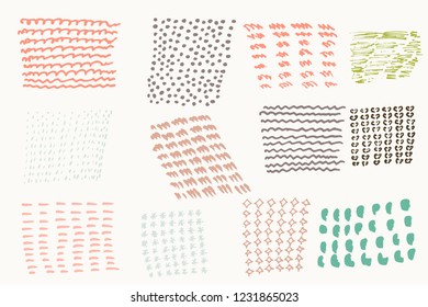 Set of vector hand drawn textures