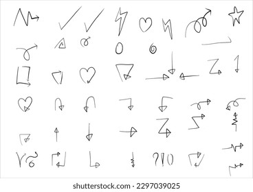 Set of vector hand drawning arrows.directions signs or symbols,arrow,firework,bow,tail, heart, set,line ,love,speech bubble,pointer,Vector hand drawning arrows and direction concept.