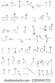 Set of vector hand drawning arrows.directions signs or symbols,arrow,firework,bow,tail, heart, set,line ,love,speech bubble,pointer,Vector hand drawning arrows and direction concept.