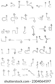 Set of vector hand drawning arrows.directions signs or symbols,arrow,firework,bow,tail, heart, set,line ,love,speech bubble,pointer,Vector hand drawning arrows and direction concept.