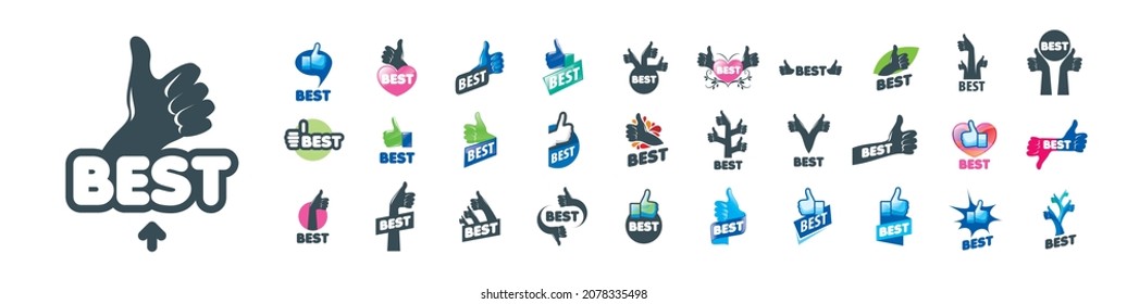 A set of vector hand icons in the form of likes