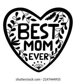Set of vector hand lettering and floral patterns for Mother's Day, designed in black tones. It can be adapted to various applications such as cards, tshirt designs, gifts for moms, bag designs, mug