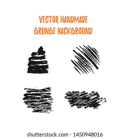 Set of vector Hand made grunge elements and backgrounds isolated on white ground. Ink strokes and circle for your design. Dirty lines and dabs. Black on white dab.