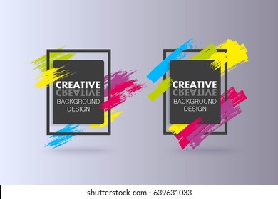 Set of vector hand painted brush frames, quote backgrounds. Place for text, advertisement, boxes for information. Bright colorful modern art design for cards, invitations, brochures.