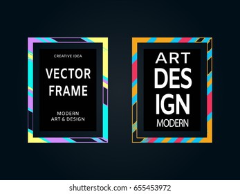 Set of vector hand painted brush frames, quote backgrounds.  Trendy colorful modern art design for cards, invitations, brochures.