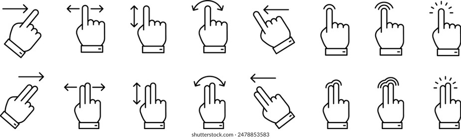 Set of Vector Hand Sign Line Drawing Icons