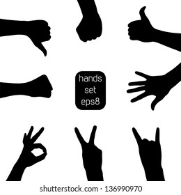 Set of vector hand silhouettes in eps8