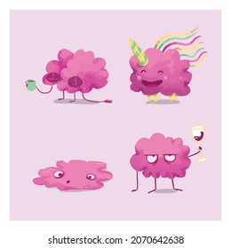 Set of vector hand-drawn brains for design posters, printed products