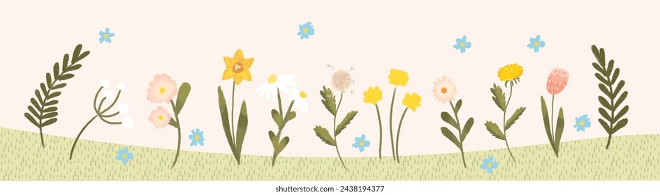 Set of vector hand-drawn flowers.