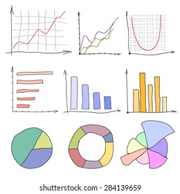Conjunto de gráficos y gráficos dibujados a mano de Vector para su diseño de infografía