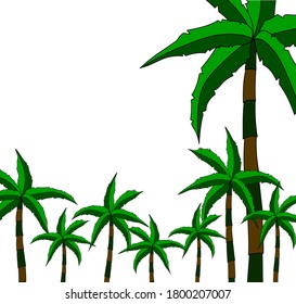 Set vector: handmade, palms on white background in different sizes. Set, collage, postcard.
