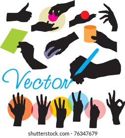 set vector hands silhouettes