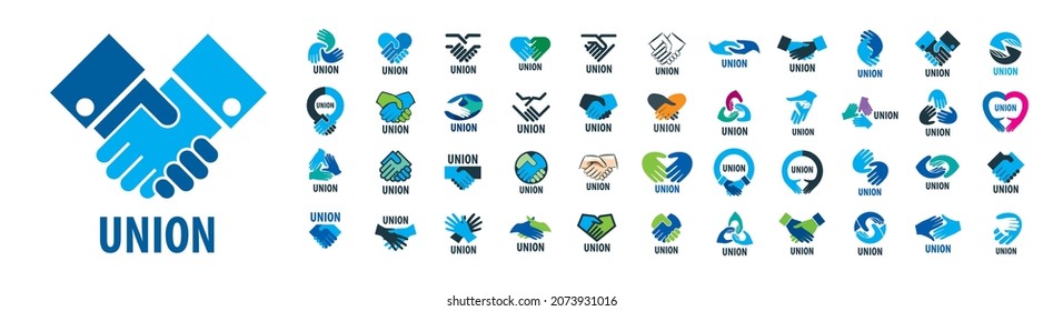 A set of vector Handshake logos on a white background