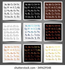 Set of vector handwritten English alphabets. 10 eps