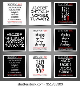 Set of vector handwritten English alphabets. 10 eps