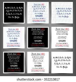 Set of vector handwritten English alphabets. 10 eps