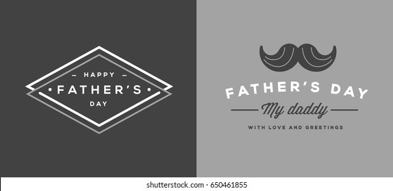 Set of Vector Happy fathers day. Typography Vintage Icons. Lettering for greeting cards, banners, t-shirt design.  Father's Day.