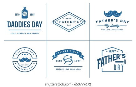 Set of Vector Happy fathers day. Typography Vintage Icons. Lettering for greeting cards, banners, t-shirt design.  Father's Day.