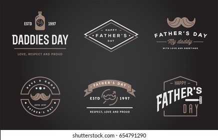 Set of Vector Happy fathers day. Typography Vintage Icons. Lettering for greeting cards, banners, t-shirt design.  Father's Day.