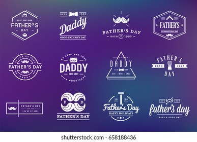 Set of Vector Happy fathers day. Typography Vintage Icons. Lettering for greeting cards, banners, t-shirt design. 