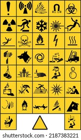set of vector hazard warning sign iso standard pictogram