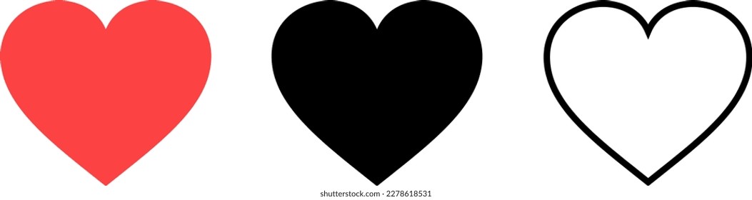 Set of vector heart icons as a concept of love and sympathy style