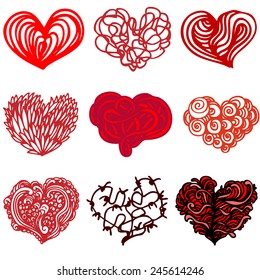 Set of Vector heart.  Vector illustration. Drawing vector Greeting card of heart