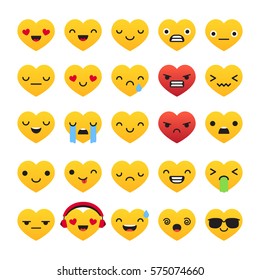 Set of vector heart shaped emoticons. Valentine's day design element