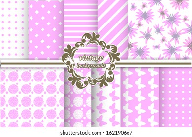 set of vector heart Valentines day pattern paper for scrapbook