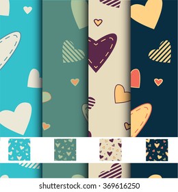 set of vector heart Valentines day pattern