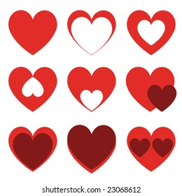 set of vector hearts