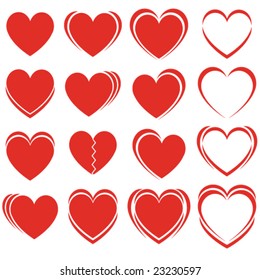 set of vector hearts
