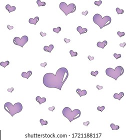 Set of vector hearts in color on a transparent background.