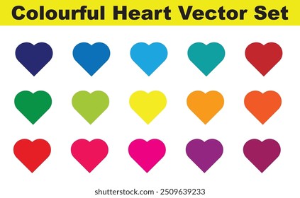 Set of Vector Hearts in Different Colors. Collection of Heart Illustration in different colors.