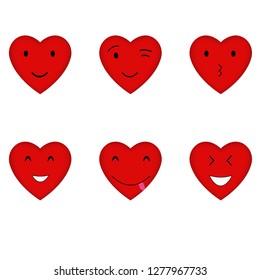 Set of vector hearts with different faces. Eps 10
