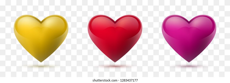 Set of vector hearts. Vector illustration. Realistic heart, isolated. - Vector