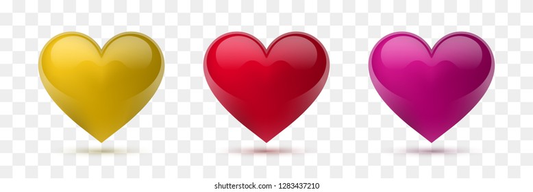 Set of vector hearts. Vector illustration. Realistic heart, isolated. - Vector