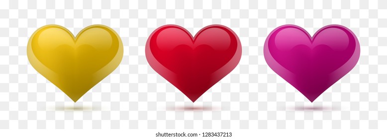Set of vector hearts. Vector illustration. Realistic heart, isolated. - Vector