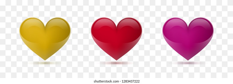 Set of vector hearts. Vector illustration. Realistic heart, isolated. - Vector