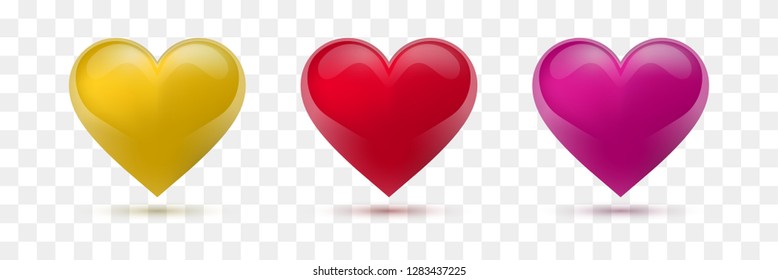 Set of vector hearts. Vector illustration. Realistic heart, isolated. - Vector