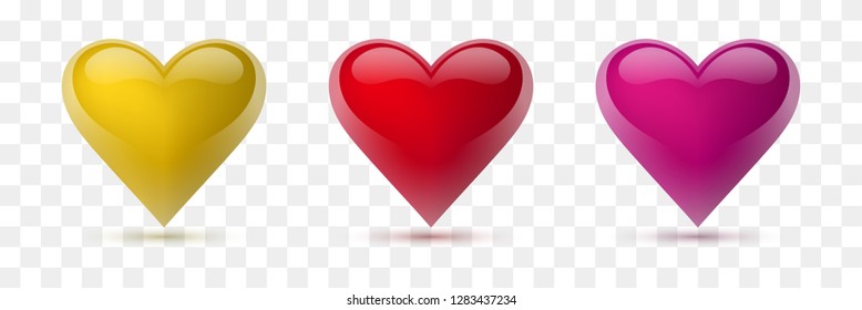 Set of vector hearts. Vector illustration. Realistic heart, isolated. - Vector