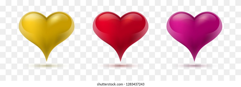 Set of vector hearts. Vector illustration. Realistic heart, isolated. - Vector