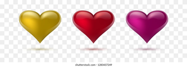 Set of vector hearts. Vector illustration. Realistic heart, isolated. - Vector